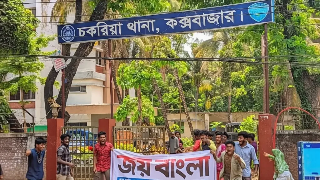 থানার সামনে এসে ‘জয় বাংলা’ স্লোগান, তরুণদের পেছনে ধাওয়া ওসির