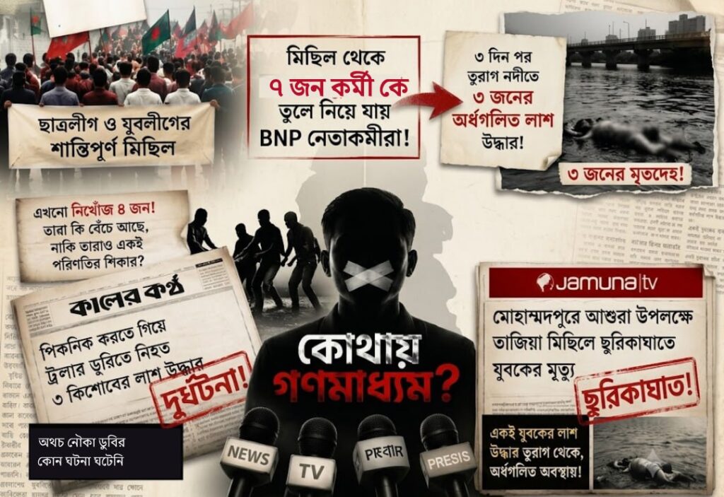 তুরাগ হত্যাকান্ডঃ বিভ্রান্তিমূলক সংবাদ প্রকাশ করে কাদেররক্ষা করতে তৎপর গণমাধ্যম ?