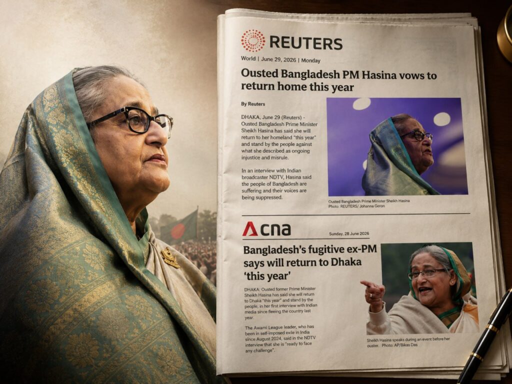 বিশ্ব মিডিয়ায় শেখ হাসিনার প্রত্যাবর্তনের খবর, অস্বস্তিতে বিএনপি; জনমনে আশার সঞ্চার